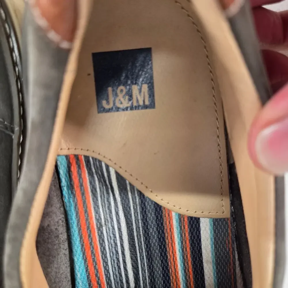 J&M Brown Leather Slip On Loafers Casual Comfort Shoes Mens 11M NWOT